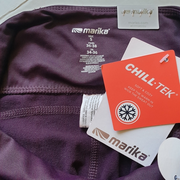 Marika Wild Plum Chill-Tek Soft Fleece Lined Active High Waist Active Leggings S - Picture 12 of 16